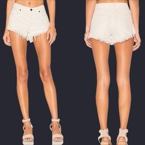 We The Free by Free People White Denim Shorts | Size 30 | Button Fly